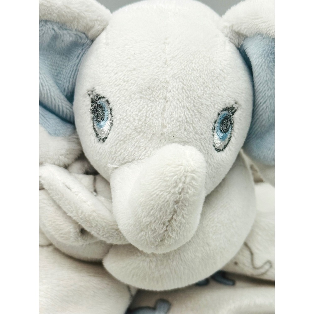 Blankets Beyond Elephant Lovey Security Blanket Blue White Plush 2018 12 inch - Picture 3 of 7